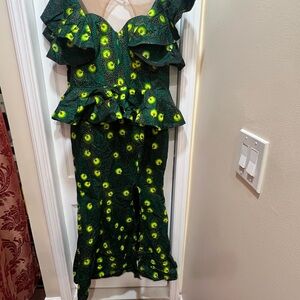 Elegant Green and Yellow Maxi Dress